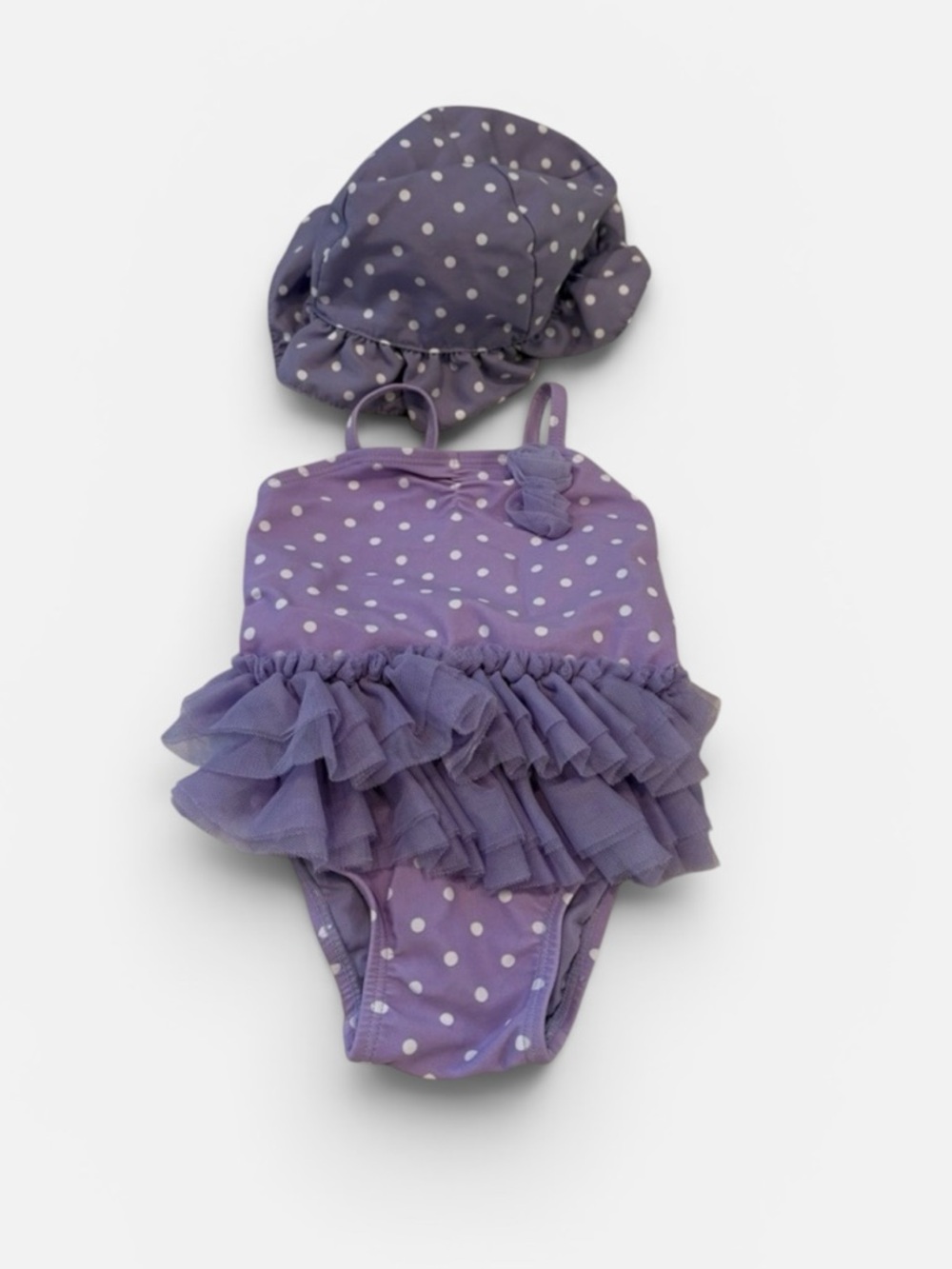 🌸5/$50🌸Infant girls Purple Polka Dot Ruffle Swimsuit with Hat